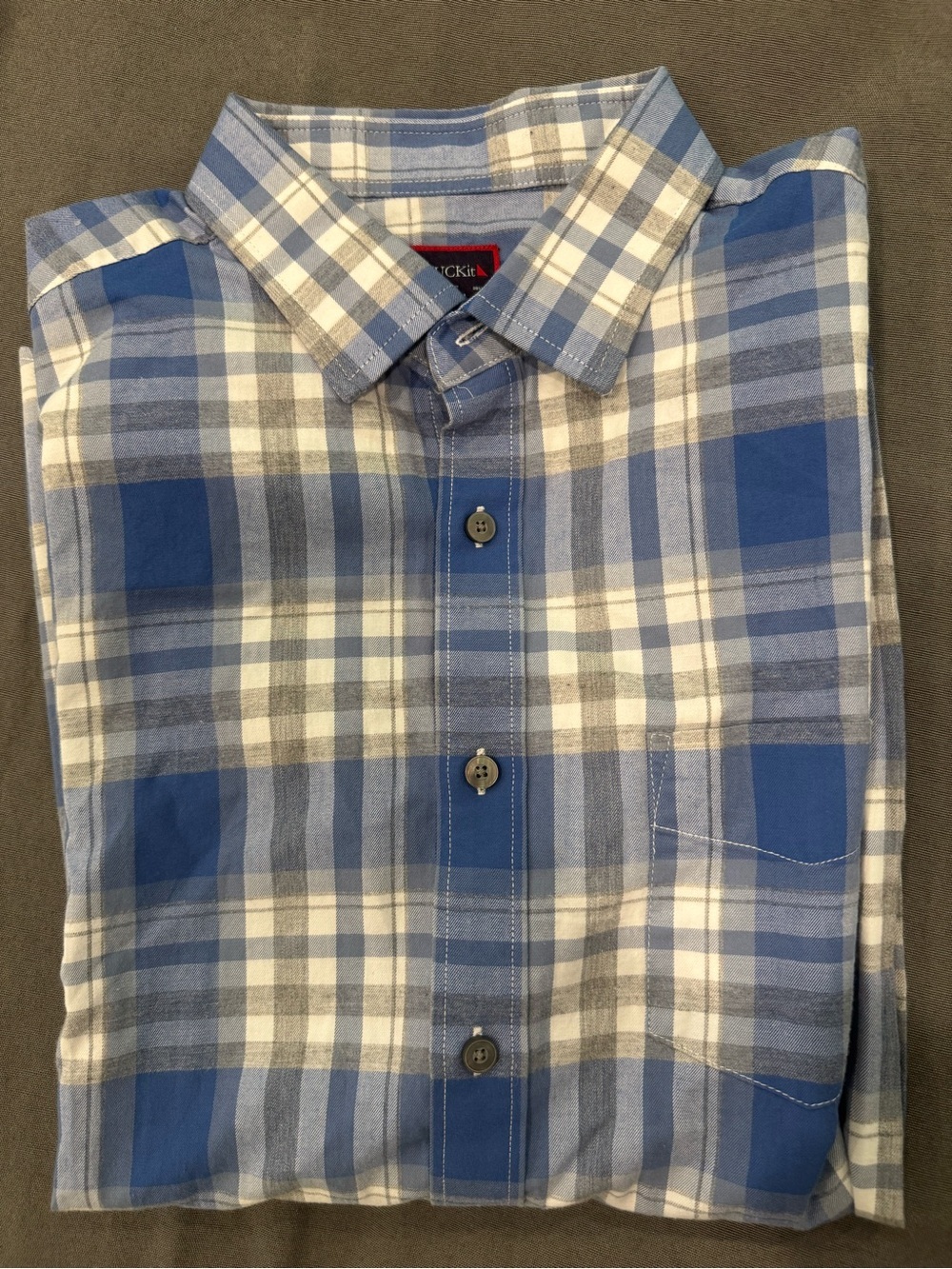 UnTUCKit Men's Blue Plaid Button-Down Shirt 100% Cotton Preppy Office Casual L